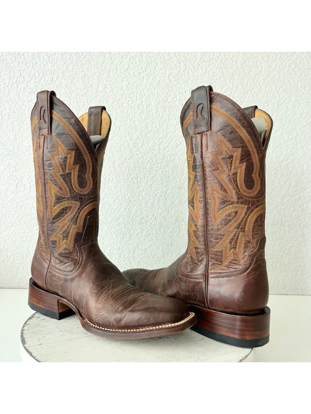 Rod Patrick Mens Brown Cowboy Boots Size 8 Leather Soles Western Square Toe